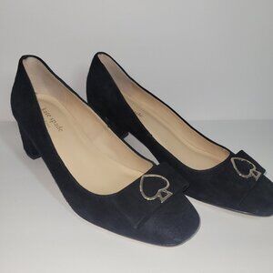 Kate Spade New York Diora Black Suede Pump Block Heel 7 1/2M Stylish Comfortable